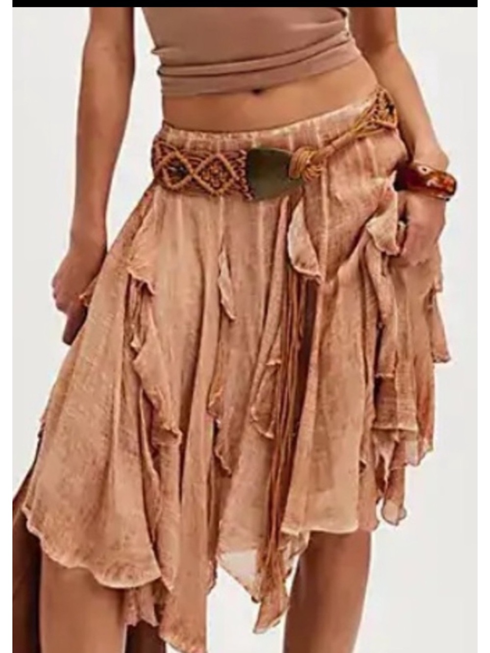 FREE PEOPLE SUSANA TIERED SKIRT MEDIUM CARAMEL SANDUNE